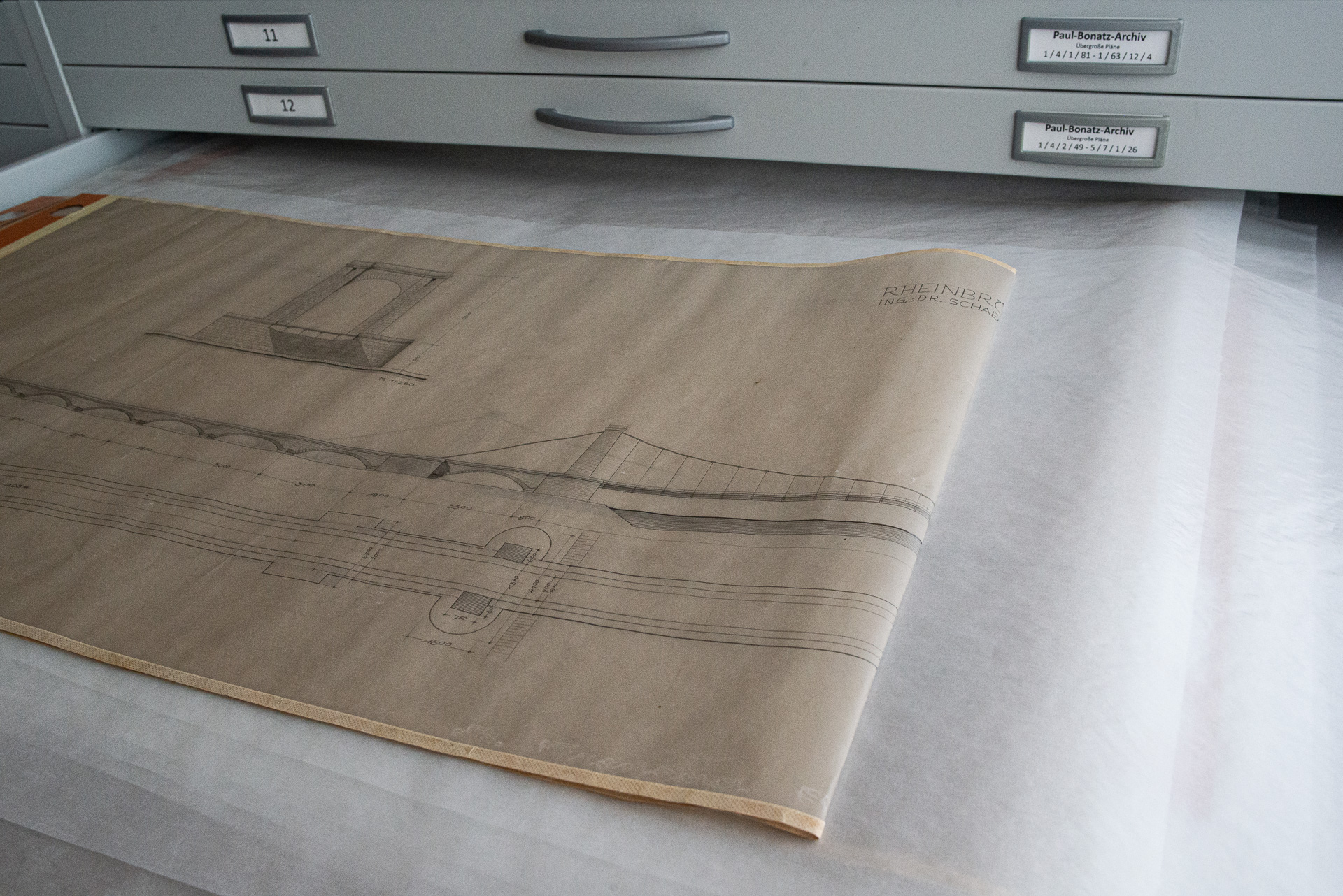 Entwurfszeichnung von Paul Bonatz in der Plansammlung des Instituts für Architekturgeschichte