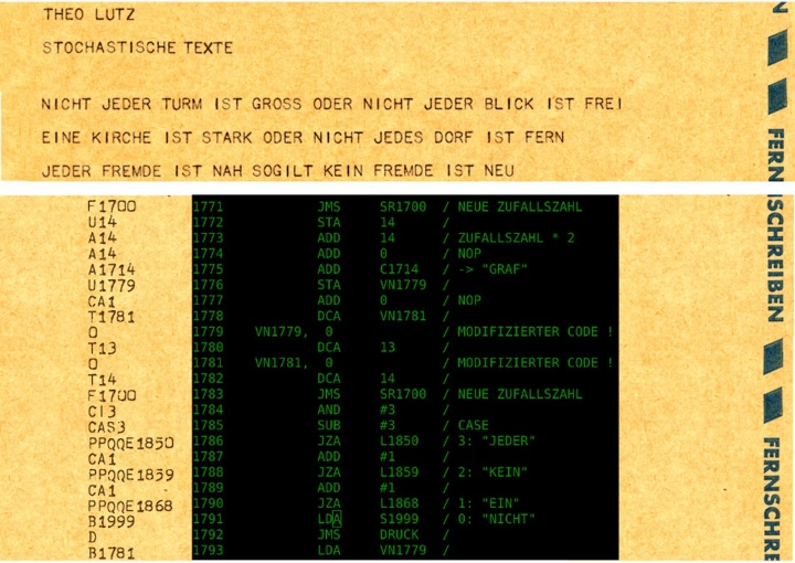 Above: Stochastic texts - detail, left: Freiburg code, right: Stuttgart code